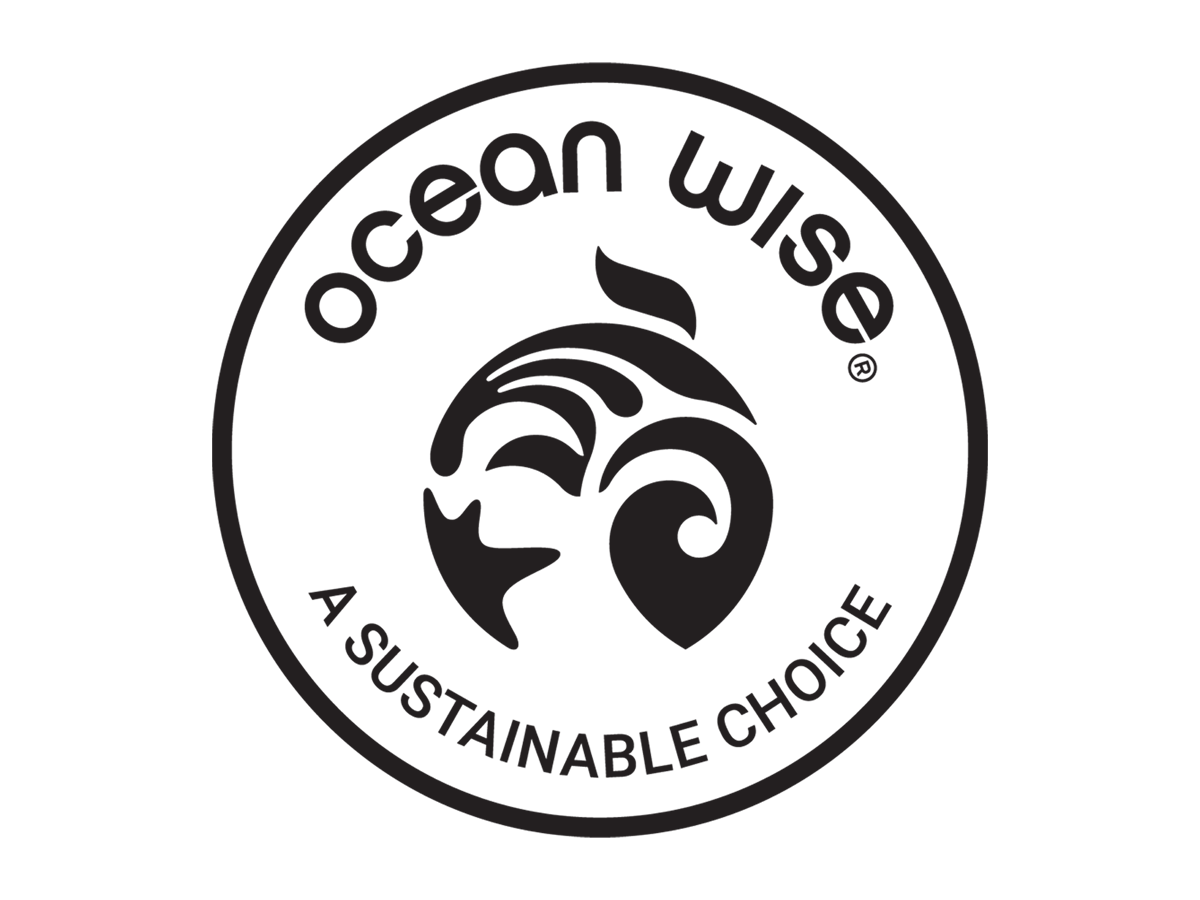 CRAFT Beer Market Black and white Ocean Wise logo featuring a stylized fish design and the text “ocean wise” above “A SUSTAINABLE CHOICE” within a circular border—perfect for venues offering craft cocktails or group bookings.
